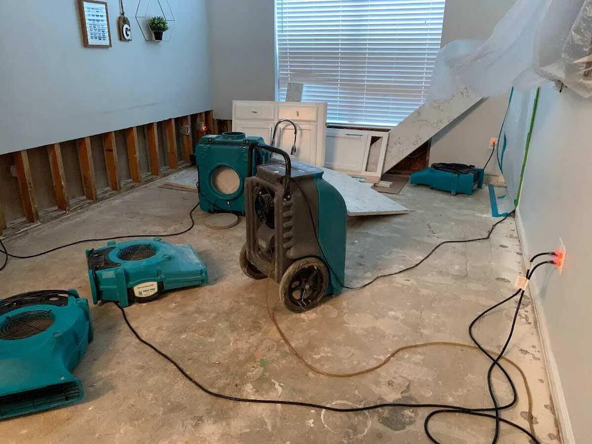 Dehumidifier in flood-cut room for Water Extraction & Removal in Timberwood Park